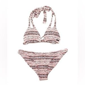 VOLCOM Wild Daze Geometric Patterned Triangle Bikini Set- Cheeky Bottom
